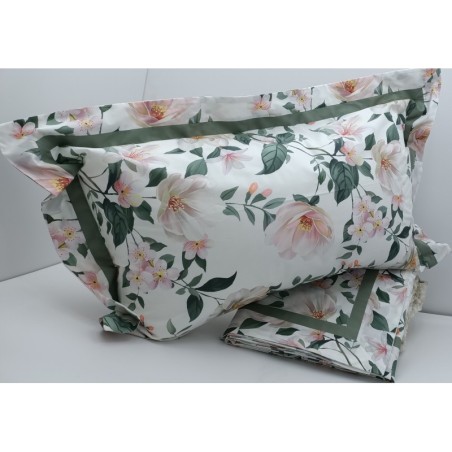 BIANCO PERLA - Completo lenzuola  matrimoniale in Percalle di puro Cotone