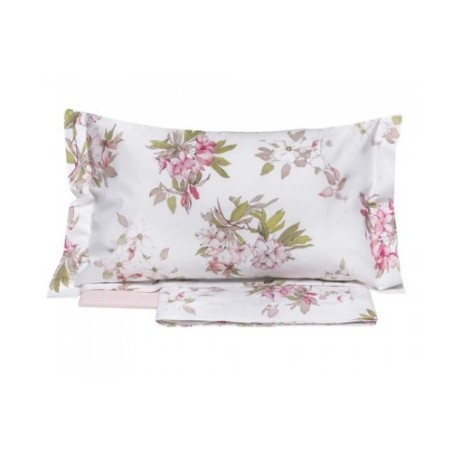 Completo Lenzuola Copriletto Matrimoniale in Finissimo Percalle di Puro Cotone. Solanum - Tess. Randi