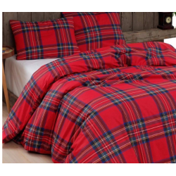 DAUNEX - PARURE COPRIPIUMINO MATRIMONIALE TARTAN IN FLANELLA DI PURO COTONE