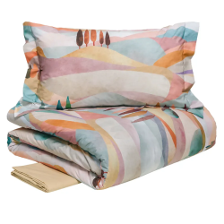 TESSITURA RANDI - TOSCANA - COMPLETO COPRI PIUMINO MATRIMONIALE IN PERCALLE DI PURO COTONE