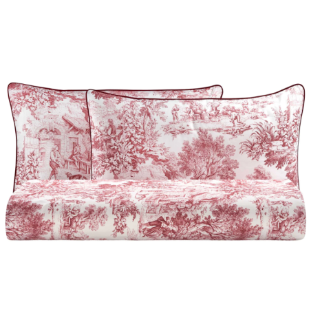 BIANCO PERLA - TOILE DE JOUY - PARURE COPRIPIUMINO MATRIMONIALE IN PERCALLE DI PURO COTONE