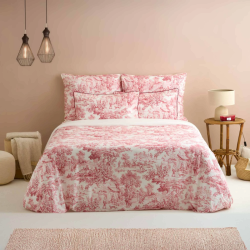 BIANCO PERLA - TOILE DE JOUY - PARURE COPRIPIUMINO MATRIMONIALE IN PERCALLE DI PURO COTONE