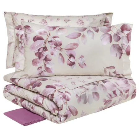 TESSITURA RANDI - LAUREL - COMPLETO COPRIPIUMINO MATRIMONIALE IN PERCALLE  DI PURO COTONE