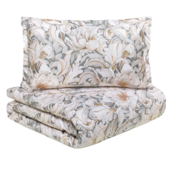 TESSITURA RANDI - BLOMM AMBER - PARURE COPRIPIUMINO MATRIMONIALE IN RASO DI PURO COTONE