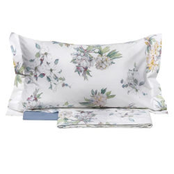 TESSITURA RANDI - SOLANUM - COMPLETO LENZUOLA MATRIMONIALE COPRILETTO IN PERCALLE DI PURO COTONE