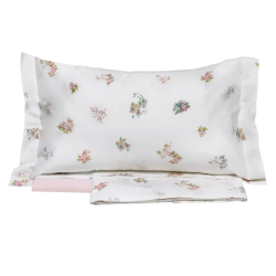 TESSITURA RANDI - ZAHIR  COMPLETO LENZUOLA MATRIMONIALE COPRILETTO IN PERCALLE DI PURO COTONE