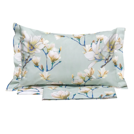 TESSITURA RANDI - KYOTO COMPLETO LENZUOLA MATRIMONIALE COPRILETTO IN PERCALLE DI PURO COTONE