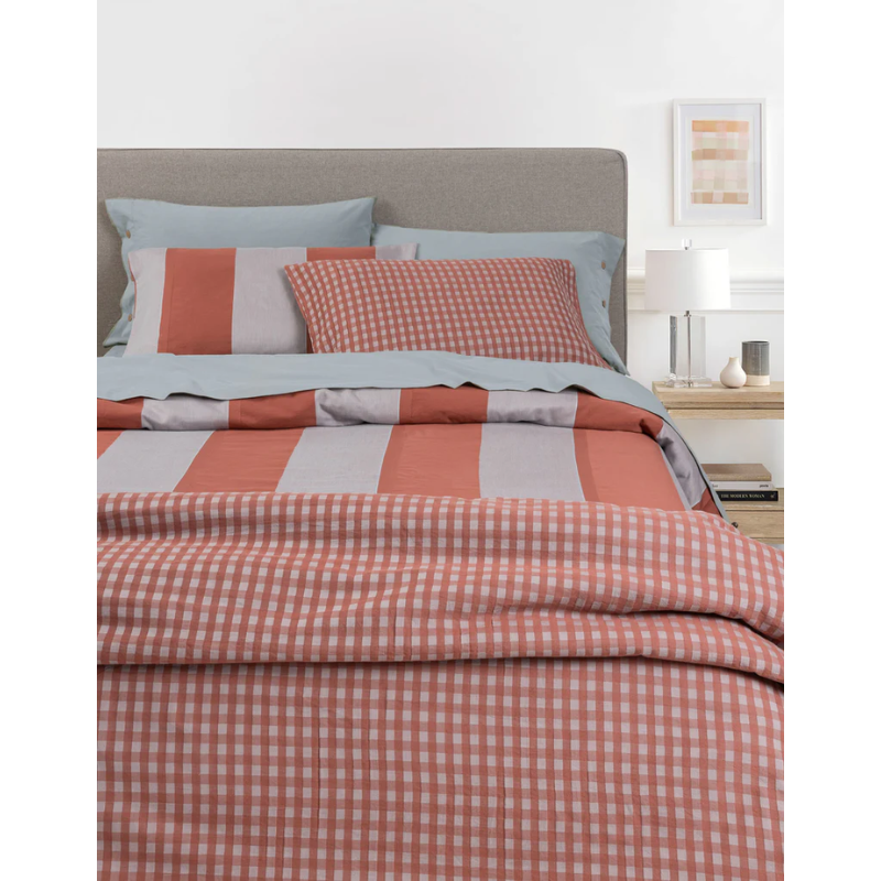 SISU - NELIO PARURE COPRIPIUMINO MSTRIMONIALE IN PERCALLE DI PURO COTONE TINTO IN FILO