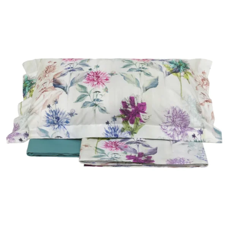 TESS. RANDI - DESTINY -  COMPLETO LENZUOLA MATRIMONIALE COPRILETTO IN PERCALLE DI PURO COTONE