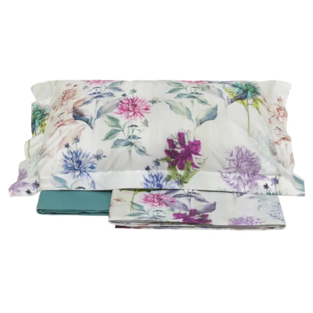 TESS. RANDI - DESTINY -  COMPLETO LENZUOLA MATRIMONIALE COPRILETTO IN PERCALLE DI PURO COTONE