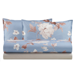 BIANCO PERLA - BIZET COMPLETO LENZUOLA MATRIMONIALE COPRILETTO IN PERCALLE DI PUO COTONE