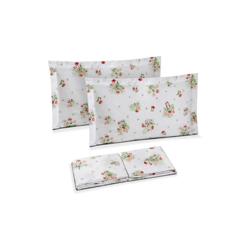 DEA - LE ISOLE COMPLETO LENZUOLA MATRIMONIALE COPRILETTO IN PERCALLE DI PURO COTONE