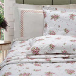 LE ISOLE - DEA COMPLETO LENZUOLA MATRIMONIALE COPRILETTO IN PERCALLE DI PURO COTONE